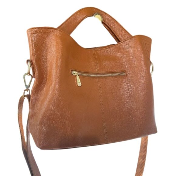 Paste Leather Handbag or Crossbody, Adjustable Shoulder Strap, Burnt Orange - Picture 2 of 16